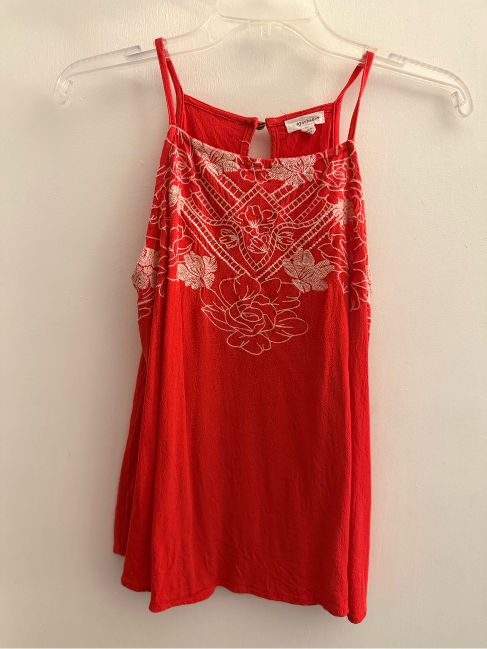 Eyeshadow Red Embroidered Spaghetti-Strap Camisole